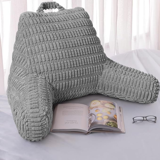 Reading Pillows for Sitting in Bed Adult, Back Rest Pillow for Sitting Up in Bed and Couch, Back Support Chair Pillow Support for Adult Backrest Pillows for Reading (Dark Grey)