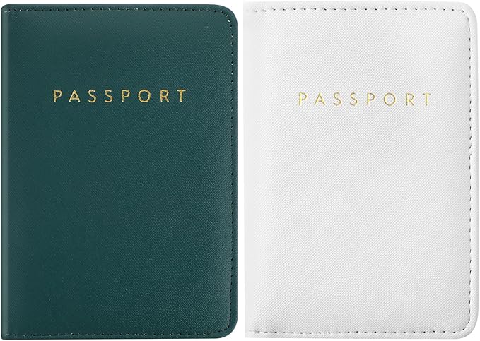 2 Pcs Passport Cover Holder for Travel Waterproof Leather Passport Wallet Case Book Travel Cruise Essentials for Women Men | 2 Pieces