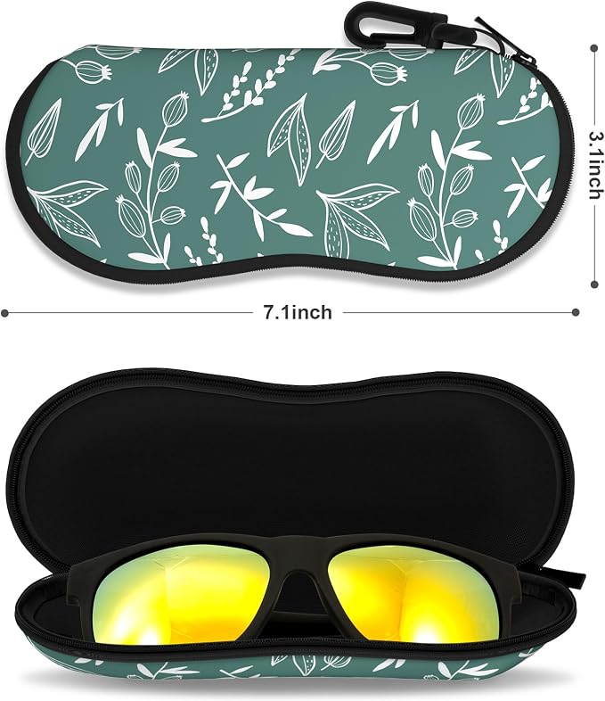 Sunglasses Soft Case, Ultra Light Portable Neoprene Zipper Glasses Case for Men Women