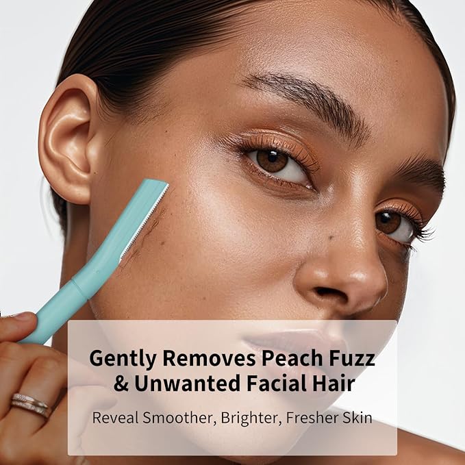 Dermaplane Razor for Women, Facial Razor, Peach Fuzz Remover, 10ct Teal | Disposable Dermaplaning Tool for Facial Hair Removal & Exfoliation, Microblade Design, Easy Replacement for Home & Travel