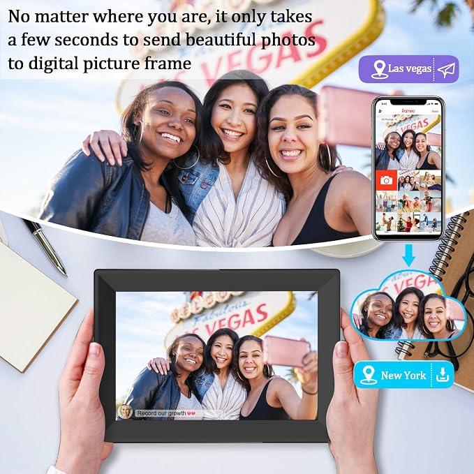 Digital Picture Frames 10.1Inch WiFi Smart Picture Frames 1280 * 800 HD IPS Touch Screen Photo Frame Use “Uhale”APP Instant Sharing of Photos/Videos to Digital Photo Frame-Best Gift