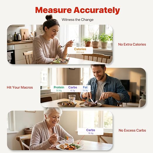 Food Scale with Nutritional Calculator, Smart Food Scale for Kitchen Tracks Calories, Fat, Carbs, Protein with Free App for Healthy Eating Meal Prep, 50+ Foods & 23 Nutrients Built-in, TFT Display