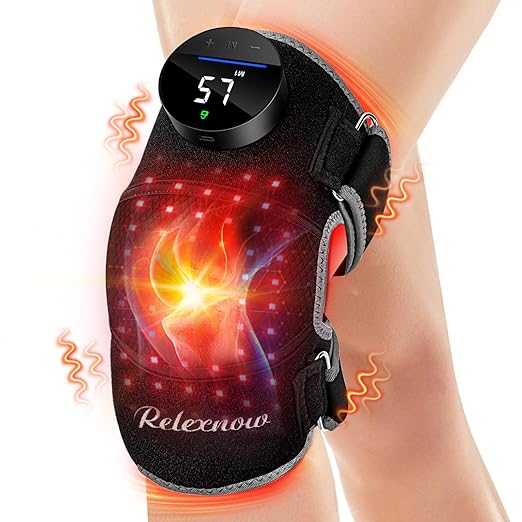 Red Light Therapy for Knee with Vibration Massage, Extension Band, Wireless Rechargeable Controller,Near Infrared Light Therapy Heated Device for Knee/Elbow/Shoulder Pain Relief