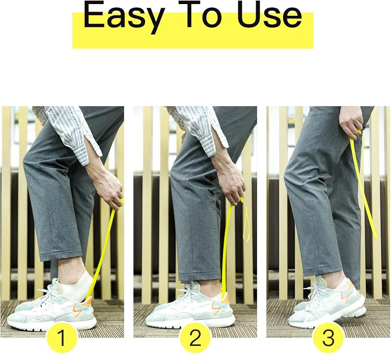 Shoe Horn Long Handle Super Strong Plastic/Genuine Wood with Lanyard,Shoehorn Fit for Men,Women,Seniors,Kids