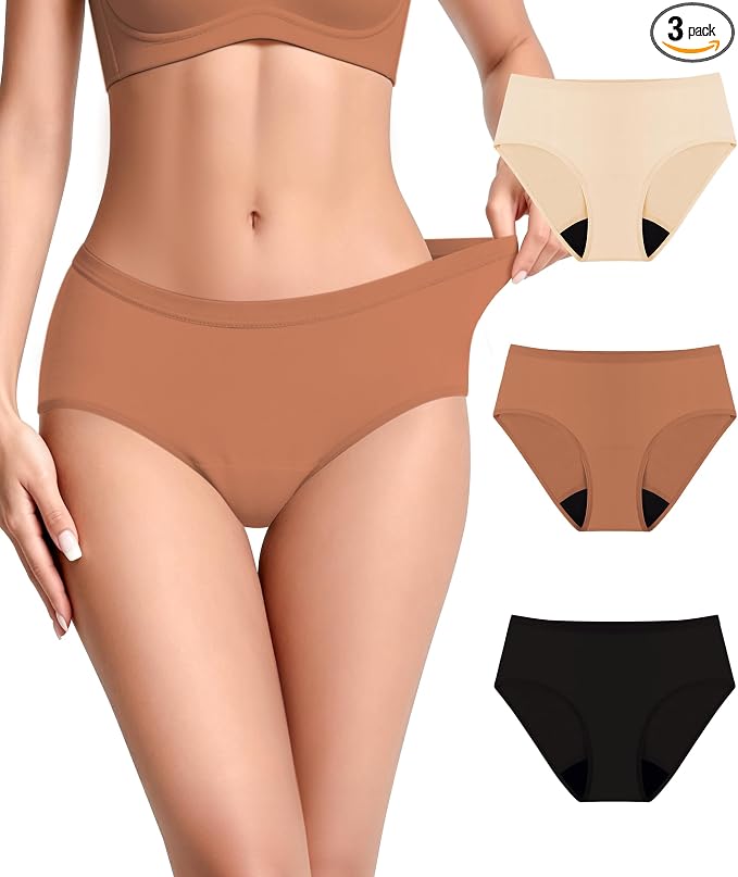 Women's Incontinence Underwear Washable Leakproof 3 Pack | 56ml Absorbency,5-Layer Leakproof Guard,Postpartum Bladder Leak,Odor Free,Soft Breathable Cotton Reusable Panties for Women