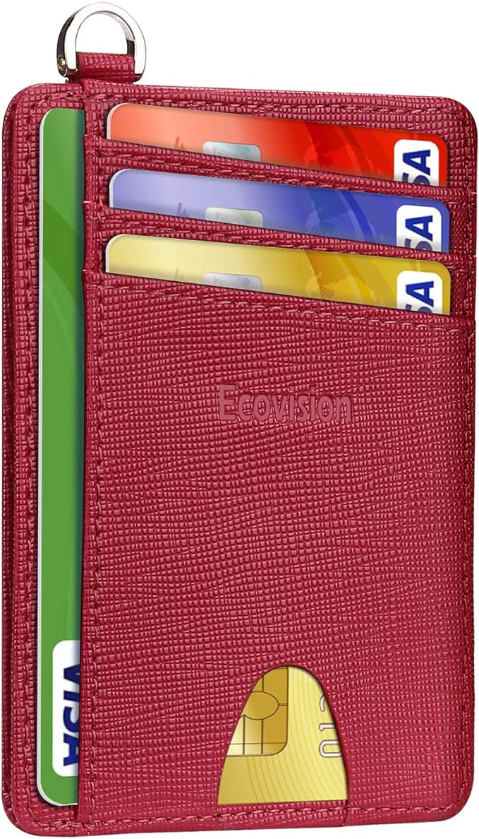 Slim Minimalist Front Pocket Wallet, RFID Blocking Credit Card Holder Wallet with Detachable D-Shackle for Men Women