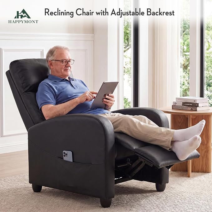 Massage Recliner Chair, Recliner Sofa Fabric for Adults, Recliners Home Theater Seating with Lumbar Support, Reclining Sofa Chair for Living Room, Ink