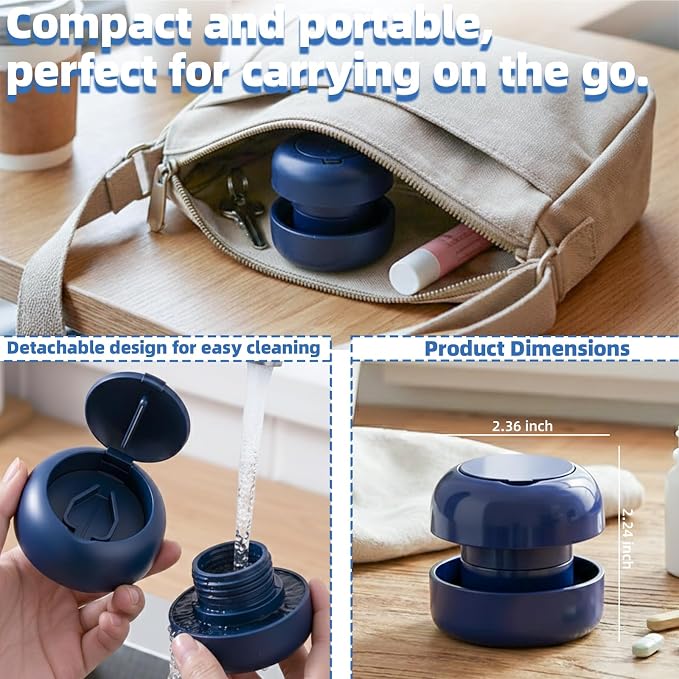 Pill Cutter Splitter for Small and Tiny Pills, 2-in-1 Mini Pill Crusher Grinder, Precise Cutting for Pills Vitamins, Portable for Travel & Pet (Blue)