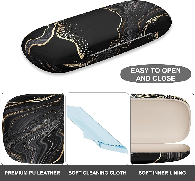 Eyeglasses Case, Portable Hard Shell Protective Case for Glasses, Eyeglass Holder Box for Women with Cleaning Cloth