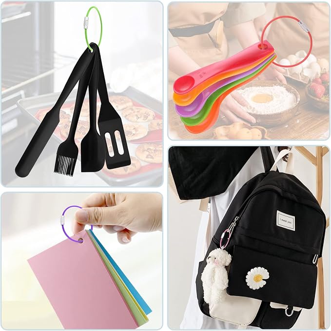 CooBigo 20Pack 10" Large Wire Key Chain Rings Big Cable Keychain 2mm Stainless Steel Wire Luggage Tag Loops Car Keyrings Women Bracelets Beads (Assorted)