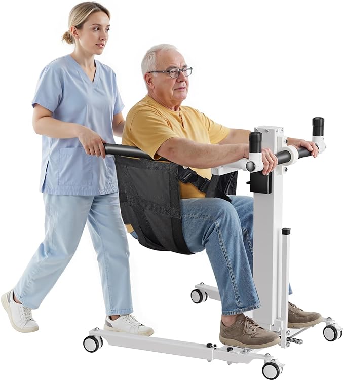 Flycity Electric Patient Lift Transfer Chair for Elderly & Disabled, Portable Folding Sit to Stand Patient Transfer Devices, Electric Wheelchair to Car Assist Devices, Shower Chair Lift for Home Use