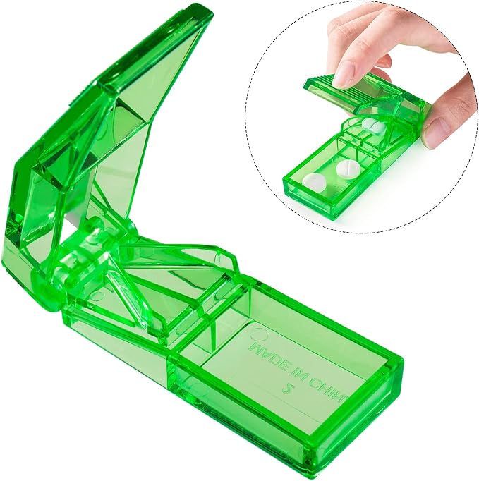 Ultrassist Pill Cutter and Splitter for Cutting Small or Large Pills, Accurate Medicine Splitter with Stainless Steel Blade, Transparent Vitamins Slicer Assorted Colors