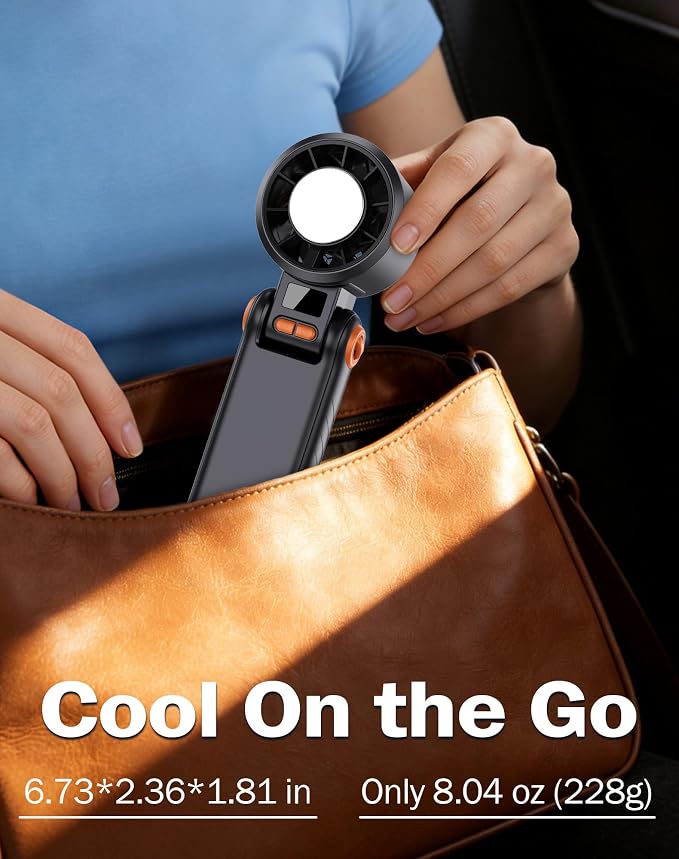 Portable Handheld Fan with Semiconductor Ice Cooling, [Instant Ice Relief], 4000mAh Rechargeable Mini Personal Fan, 5 Speeds, Quiet USB Travel Fan for Outdoor, Commuting, Summer Heat