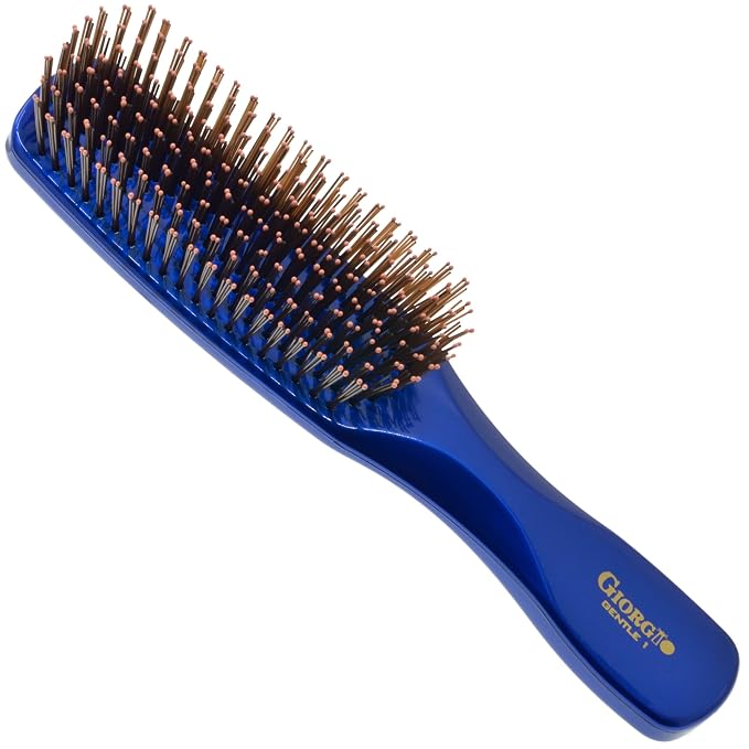 Giorgio Gentle Blue Full Size Hair Brush – 7.75 Inch, Men, Women & Kids, Detangler for Fine, Thick & Curly Hair, Scalp Massager, Travel Hair Brush, All Hair Types