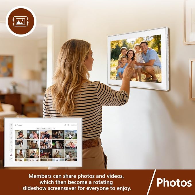 Whale Framely 15.6 Inch Digital Wall Calendar Touchscreen, Smart Family Schedule & Chore Chart, IPS FHD Wall Planner with Auto-Rotate, Wall Organizer, Gift for Women/Men,Father/Grandpa
