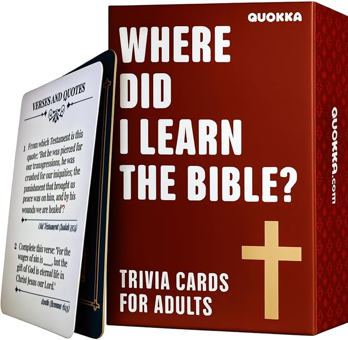 Quokka Trivia Game for Families - Fun Educational Trivia Cards | Bible Game with 500 Trivia Question for Christians – Religious Gifts for Adults and Family - 4 Categories to Learn and Play