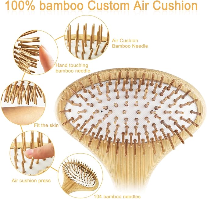 Bamboo Oversize Curved Back Scratcher - Large 104 Wooden Points Provide Instant Itch Relief, Curved Handle & Air Cushion, Extendable Back Massage for Men Women Adults