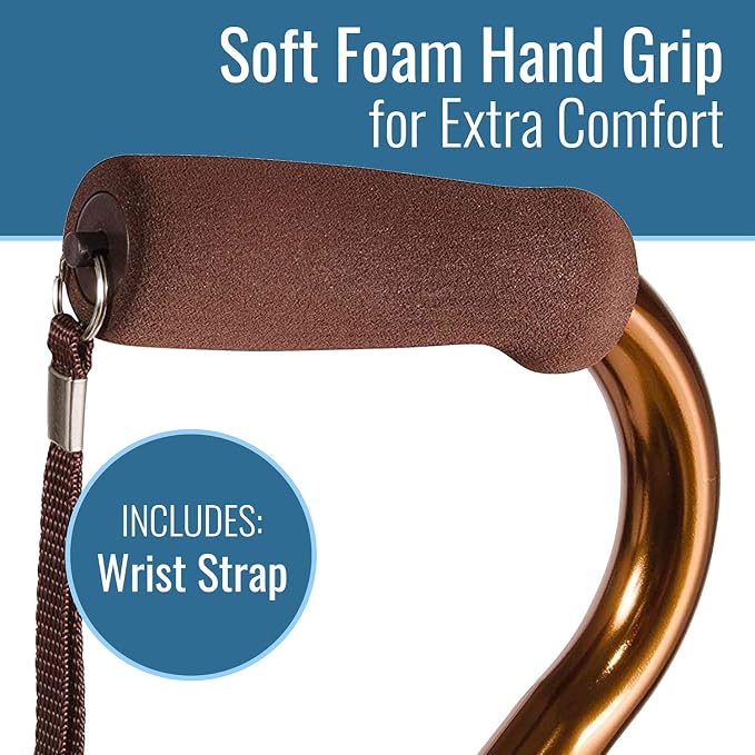 DMI Walking Cane for Adult Men and Women, FSA Eligible, Lightweight and Adjustable, Ergonomic Hand Grip and Wrist Strap