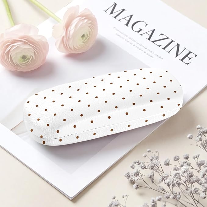 Glasses Case Hard Shell, Cute Sunglasses Case for Women Leather Protective Case for Eyeglass with Cleaning Cloth
