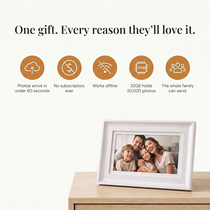 Heart Frame - 10.1 Inch WiFi Digital Picture Frame - Frameo App Sends Photos from Phone Anywhere in Seconds - 1280x800 IPS Touchscreen - 32GB Memory - Photo Gift for Mom Dad Wife Grandparents - White