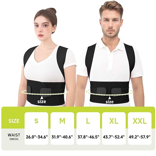 Posture Corrector for Women and Men Back Brace Support Straightener Scoliosis Upper Spine Instant Upright Hunchback Correction Kyphosis Fixer Adjustable Shoulder Straps Breathable (Black XL)