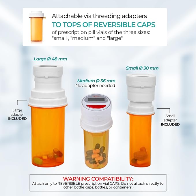 Portable Medication Reminder System with Two Timer Caps – Compact Organizer for Pills, Vitamins & Supplements for Travel or Home Use.