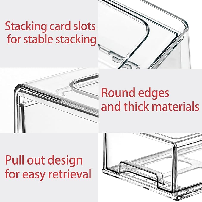 6 Pack Stackable Organizer Drawers, Clear Desk Storage Box,Transparent Drawer in Home, Office and Kitchen Pull Out Organizer Bins for Make Up, Jewelry, Pen, Desktop Stationary (6L drawer)