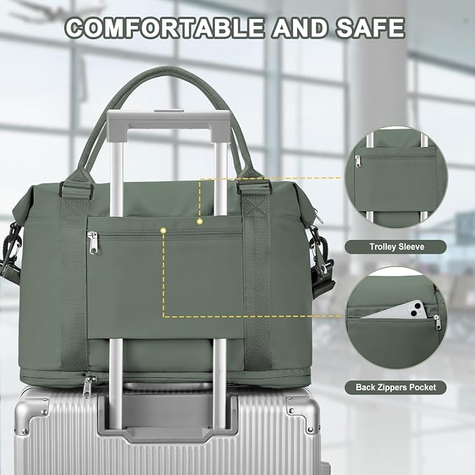 Travel Duffel Bag, Sports Tote Gym Bag, Shoulder Weekender Overnight Bag for Women