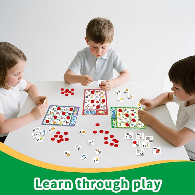 Spanish Alphabet Bingo Game, Letter&Number Sight Word Bingo Board Games for Kids, ABC and 123 Learning Toys for Kindergarten, Toddler Preschool Learning Activities, Family Matching Games
