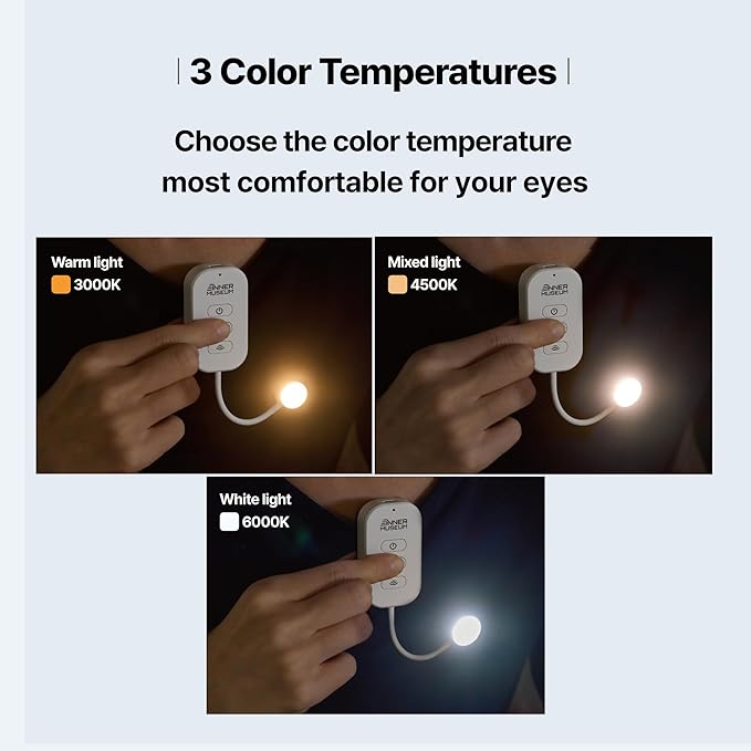 Clip-On Light for Clothes with Portable Case – Book Light, USB Rechargeable LED Lamp for Reading in Bed, Eye-Friendly 3 Color Modes, 3-Level Dimming