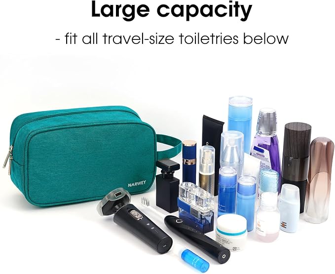 Narwey Travel Toiletry Bag for Women Traveling Dopp Kit Men Travel Bag for Toiletries Cosmetic Bag Makeup Bag Medicine Bag for Traveling (Teal)