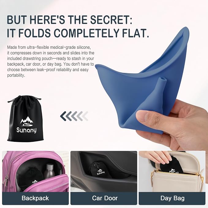 Female Urination Device, Reusable Female Urinal Silicone Women Pee Funnel | Women to Pee Standing Up, The Perfect Companion for Camping,Travel travel outdoor, folds compact, easy rinse