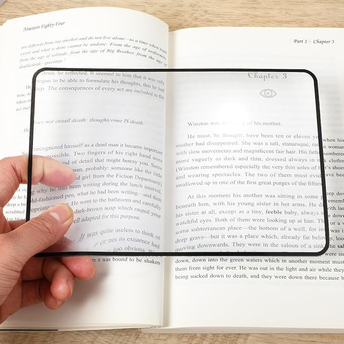 Dimeho 4 Pcs Page Magnifying Sheet 3X 5X Clear Lightweight Magnifier Flat Plastic Optical Fresnel Lens Handy Card Size Magnifier Bookmark for Seniors Reading Small Prints People with Low Vision