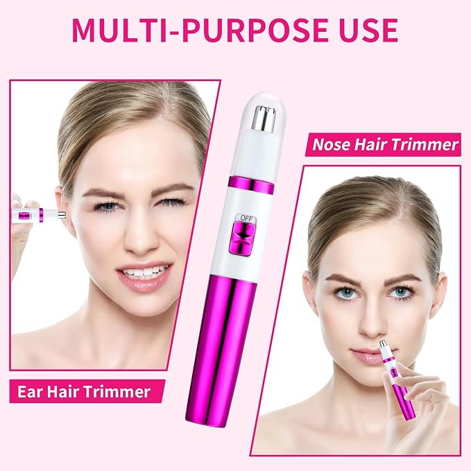 NUMIFUN Ear and Nose Hair Trimmer for Women Nose Hair Clipper Professional Painless Noses Trimmer Ladies Eyebrow and Facial Hair Trimmer, Waterproof Dual Edge Blades for Easy Cleansing