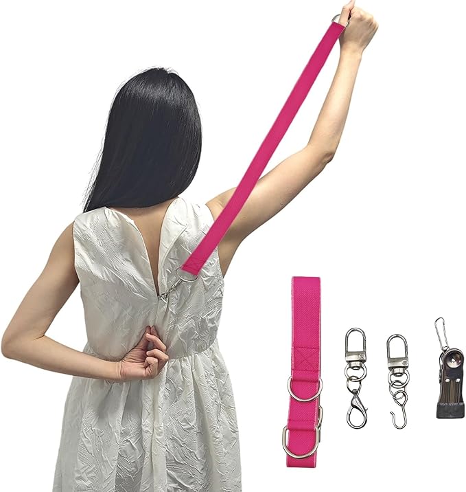 Detachable Zipper Puller Helper for Dress and Boots, Effortless Zipping with Hook and Clip for Various Types of Zippers (Rose Red)