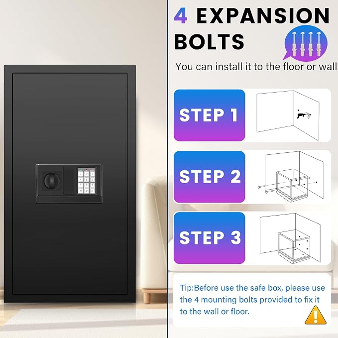 [27.56''] Tall Safe Box, Home Safe with Fireproof Waterproof Bag, 6.2 Cuft Anti-Theft Digital Security Lock Box with Smart Alert System, Removable Shelf, Mute Function, Document Safes for Jewelry