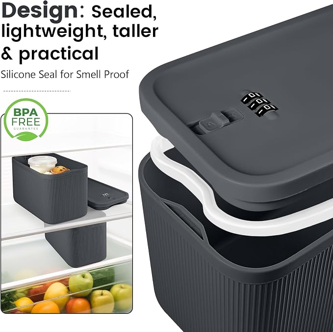 Medicine Lock Box with Code,Taller Size Small Lock Box with Combination Code for Medication Safe,Lock Box for Pills/First Aid Kits/Snack/Ipad Mini,Locked Container for Home/Office 9.4X5.5X5.7inch Gray