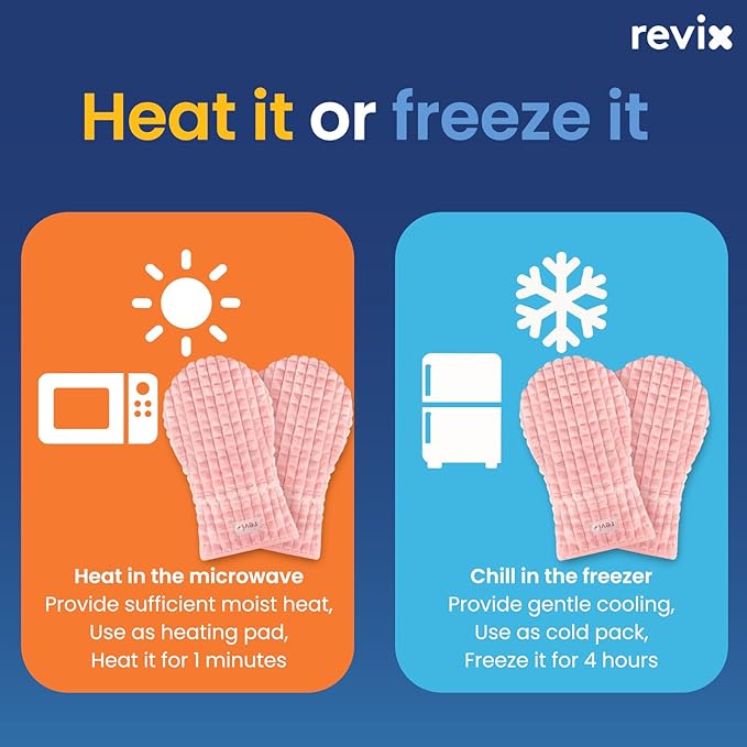 REVIX Microwavable Heating Mittens for Hands and Fingers, Heated Mittens for Women, Moist Heat Microwave Hand Warmers, Unscented Hand Muff for Hands Discomfort Relief, Pink, 1 Pair