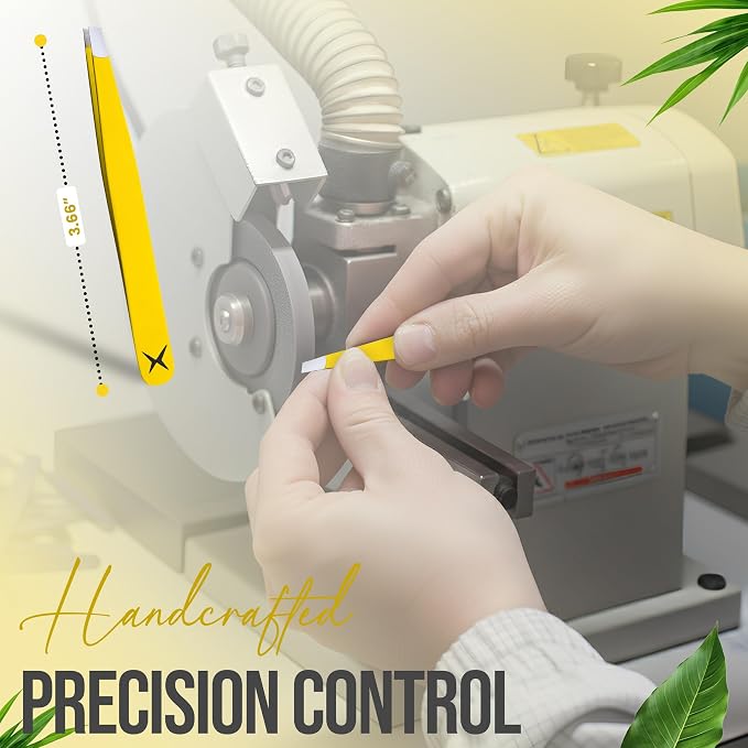 Professional Slant Tip Tweezers - Precision Stainless Steel Eyebrow Plucking Tool for Women and Men, Ingrown Hair Remover, Facial Hair Tweezers for Grooming (Lemon Silk)