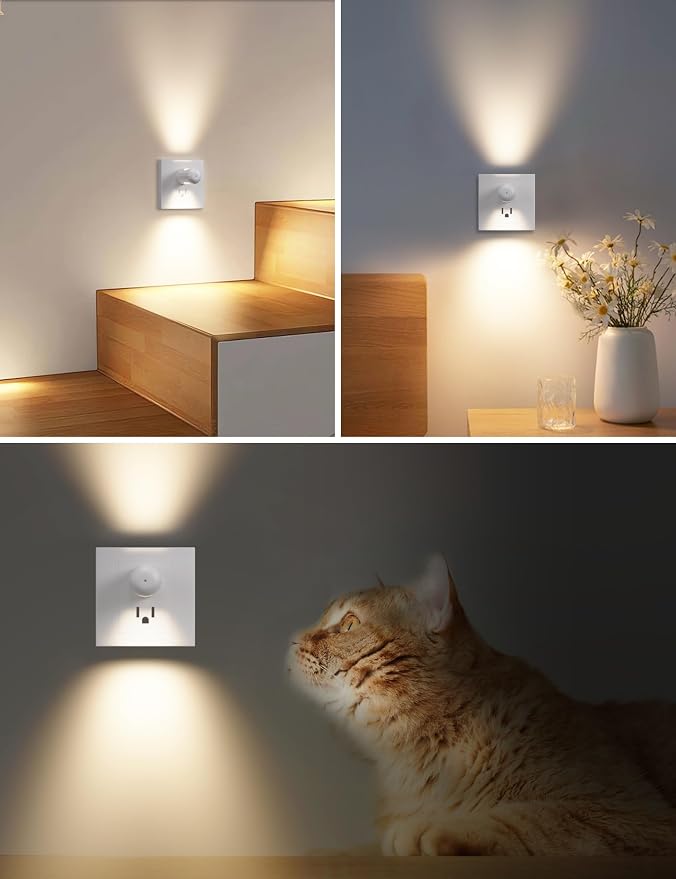 GEPLAD 6-Pack LED Night Light Plug-in Wall Outlet Light, Soft White 3000K,Dusk to Dawn Nightlight,Ambient Lighting,Nightlight for Bedroom, Bathroom, Nursery, Hallway, Kitchen
