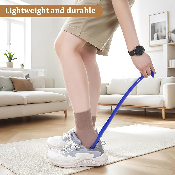 2PCS Shoe Horn Long Handle, 17" Long Shoe Horn Plastic Shoes Horns Black Shoehorn Boot Shoes Helper for Men Women