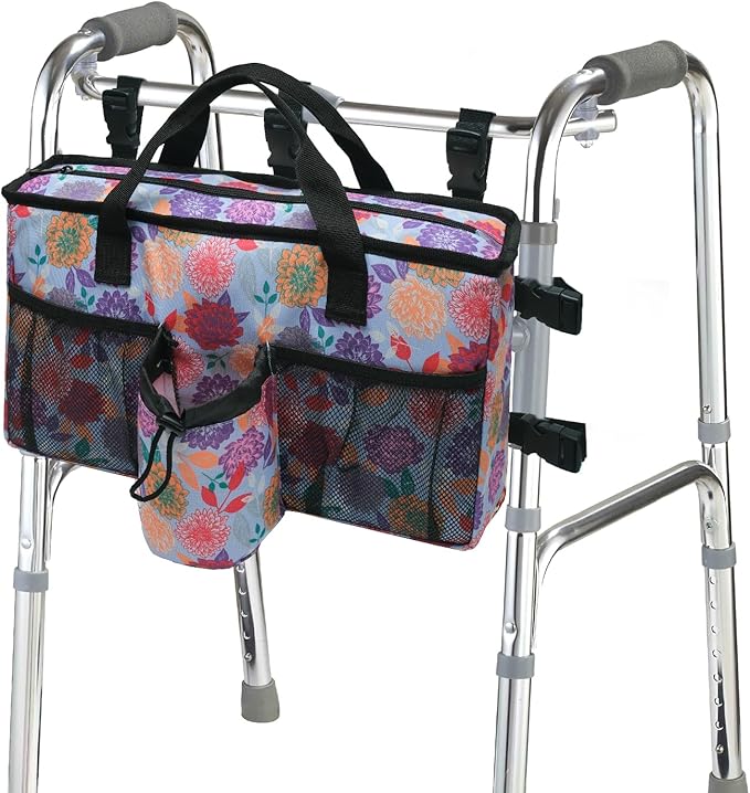 Walker Bag Seniors Accessories with Cup Holder Pocket for Folding Tote Pouches Storage Carry Things Basket