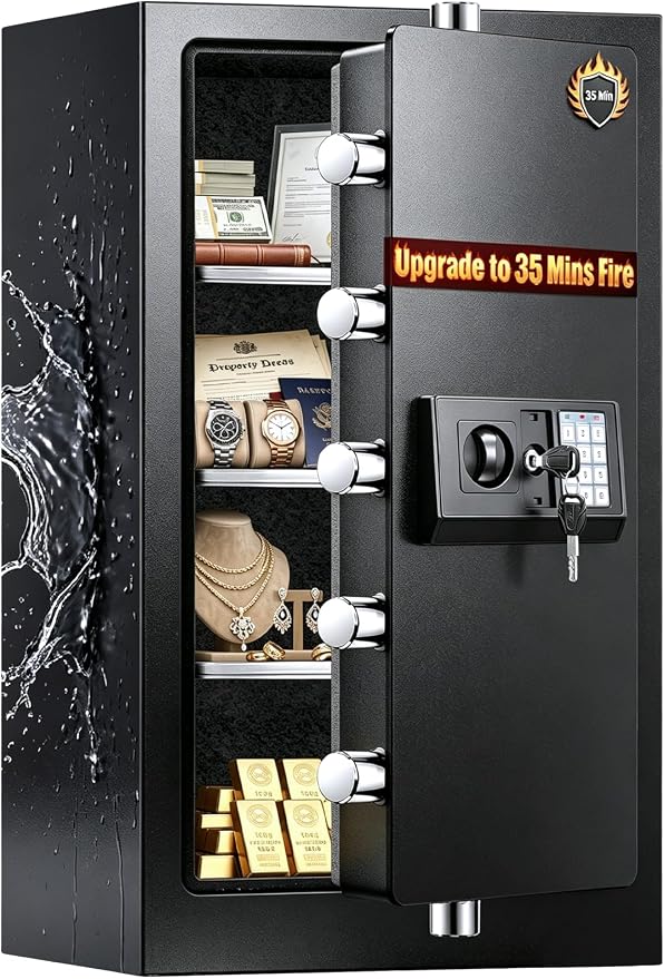35 Mins Fireproof Safe - 7.5 Cu Ft Home Safe Box, Fire Proof Safes, Security Safe Box with Digital Keypads for Home Office, Cash, Files,Keypad