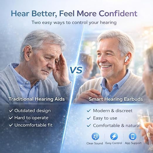 Rechargeable Bluetooth Hearing Aids for Seniors with APP Control,Noise Cancelling, Personal Sound Amplifier for Hearing Loss, 7-Level Volume Adjustment, Half-in-ear Design