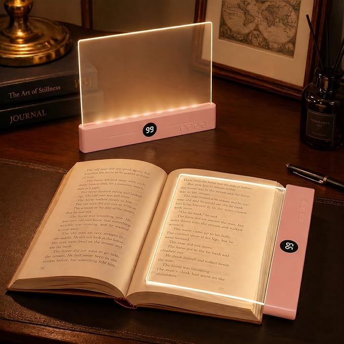 30 LED Book Light for Reading at Night in Bed, Rechargeable Book Page Light, 3 Color Temperatures, Stepless Dimming, 1-99 Min Timer, 2-in-1 Reading Light Light & Night Light, Gift for Readers Pink