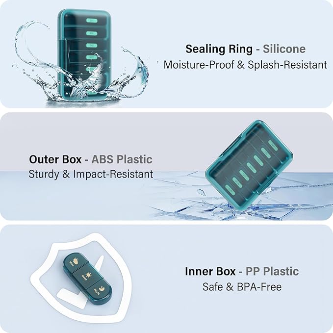 Weekly Pill Organizer 3X a Day, 7 Day Pill Box 3 Times, Portable for Travel Pill Case for Pills/Vitamin/Fish Oil/Medication/Supplements (3x7 Blue)