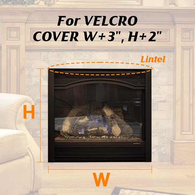 Fireplace Draft Cover, Fireplace Blocker Blanket with Hook and Loop Tapes, Indoor Fire Place Draft Stopper for Heat Loss Insulation Black 45" W x 34" H