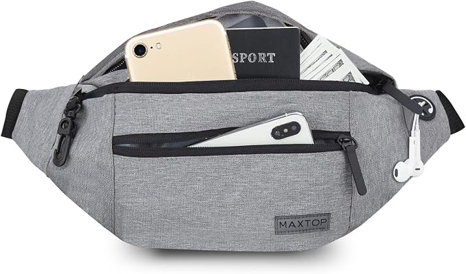 Crossbody Bags for Women Men Travel Essentials Fanny Pack Belt Bag | 4-Zipper Pockets,Key Chain,Polyester,Fit All Phones,Perfect Gifts Enjoy Festival Sports Yoga Traveling Workout Running Casual