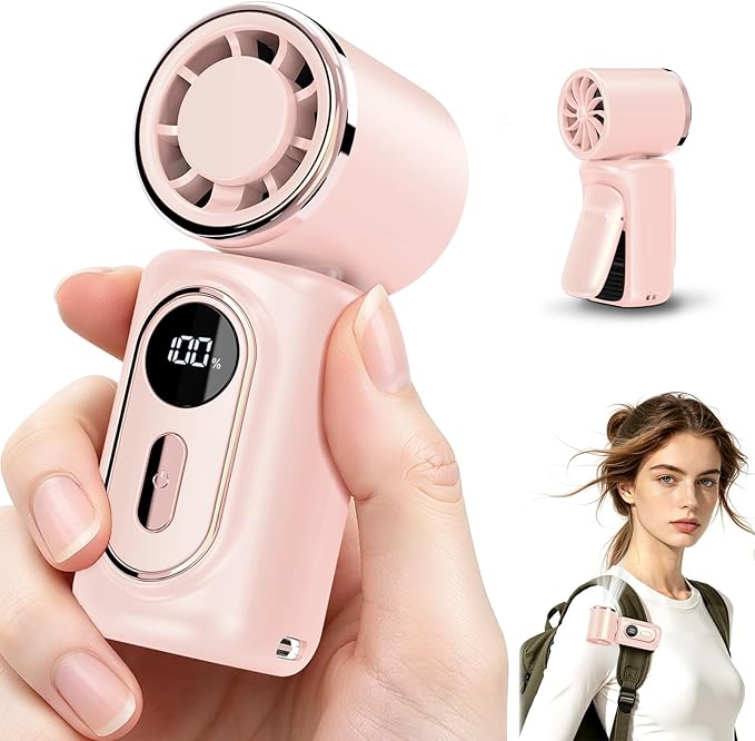 Portable handheld Fan Clip-On Mini Fan 3000mAh 5-speed 180° Rotating | 14500 RPM personal fan Pocket Size USB Cooling Fan for Travel, Beach, Makeup, Office, indoor and outdoor