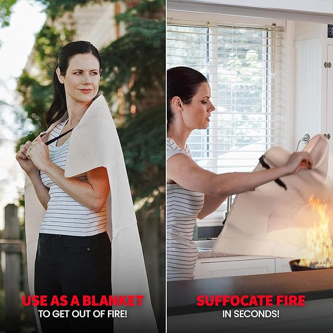 Prepared Hero Emergency Fire Blanket - 2 Pack - Fire Suppression for Kitchen, 39” x 39” Fiberglass Fire Blanket for Home